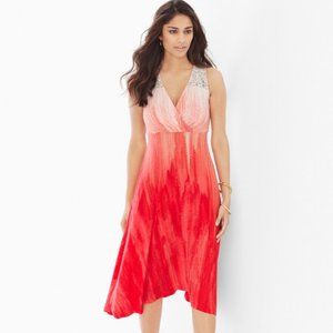 SOMA Untold Ombre Guava lace back sleeveless shark bite hem midi dress NEW